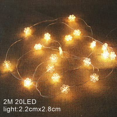 Ledlampjes Sneeuwvlokjes Led lampjes - kerstlampjes - Kerstverlichting - 20 warm wit lampjes - 2 meter - lichtsnoer - sfeerverlichting - draadverlichting - Winter - Wintersfeer
