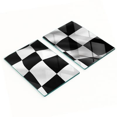 Keukenplanken van gehard glas met racevlagafbeeldingen, 2x40x52 cm