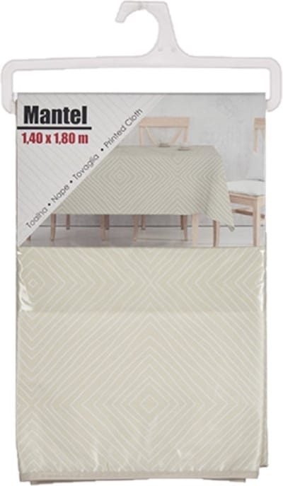 Tafelzeil/tafelkleed beige met grafisch motief 140 x 180 cm - Tafelzeil - Tuintafelkleed
