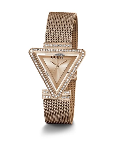 Guess Fame Kwarts Analoog Horloge Roségoudkleur Kast Gemaakt Van 100% Roestvrij Staal En Een Armband Van 100% Roestvrij Staal 31 GW0508L2, GW0508L3
