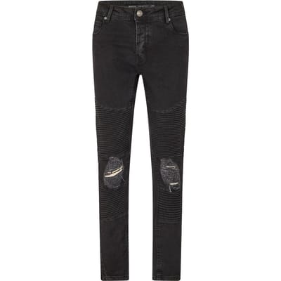 Brave Soul Skinny-jeans voor heren met gewassen en gescheurde look (Houtskool)