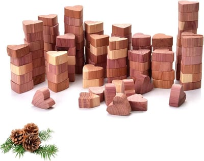 100 Stuks Mottenbescherming Hartjes van Cederhout - Chemievrije Mottenval voor Kledingkast, Langdurige Bescherming tegen Motten