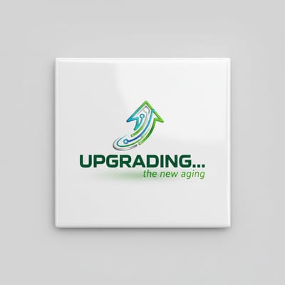 “Upgrading… The New Aging” Keramische Wandtegel 15×15 cm – Modern Inspirerend Ontwerp – Unieke Woon- & Kantoordecoratie