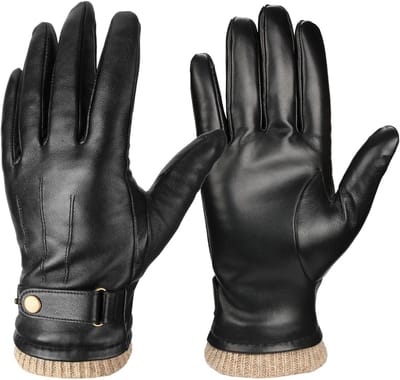 Leren Winterhandschoenen voor Mannen, Winddicht en Waterdicht, Geschikt voor Touchscreen, Perfect als Cadeau voor Stedelijke Activiteiten