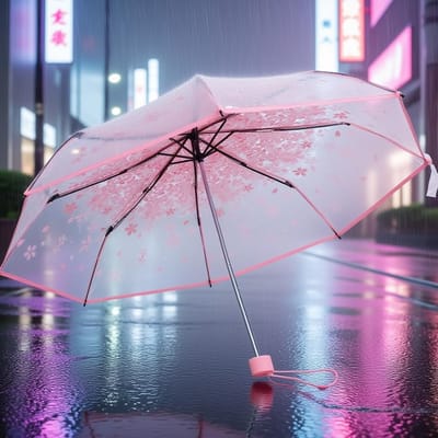 Dailygoods- Reisparaplu Transparant - Kersenbloesempatroon - Opvouwbaar - Wind- en regenbestendig - Stevige handgreep - 4 kleuren beschikbaar - Paraplu