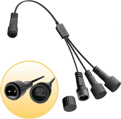 Waterdichte 2-Pins Lichtverdeler (Splitser) - 1 naar 3 Y-Kabel voor Kerstverlichting en Decoratieve Snoeren