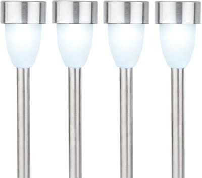 Lumineo Prikspot - solar - LED - RVS - 36 cm - 4x- Tuinverlichting - Tuinlampen - Solarlampen op zonne-energie