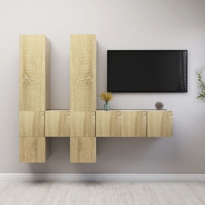 vidaXL - 7-delige - Tv-meubelset - bewerkt - hout - sonoma - eikenkleurig