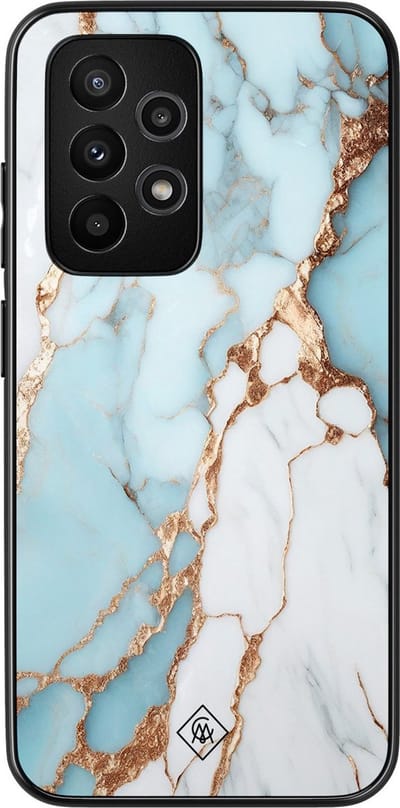 Casimoda® hoesje - Geschikt voor Samsung Galaxy A53 - Marmer Lichtblauw - Zwart TPU Backcover - Marmer - Blauw