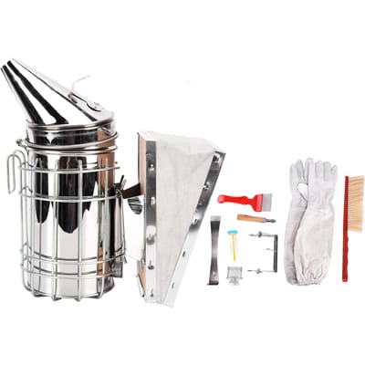 Kit de démarrage pour l'apiculture, enfumoir pour ruche, enfouisseur de fil, grattoir, brosse à abeilles, fournitures, outils pour apiculteurs white