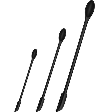 Spatel silicone-Spatel-Mini -siliconen lepels-spatelpotschraper-make-up -fles-Lepelsaus-hittebestendige BPA-vrije lange -roerder-zwart