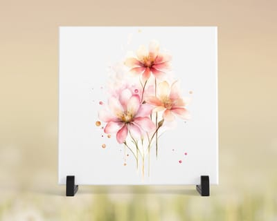 Tegeltje met tekst/afbeelding - Bloemen 02. - 15x15 cm - tegeltje met afbeelding, cadeau, tegeltje, tegeltjes met tekst, tegeltje met spreuk, spreuktegels, woonaccessoires