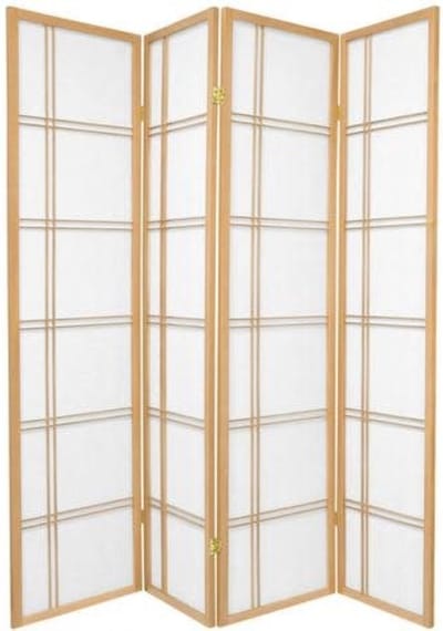 Fine Asianliving Japanse Kamerscherm B180xH180cm 4 Panelen Shoji Rijstpapier Natural - Double Cross