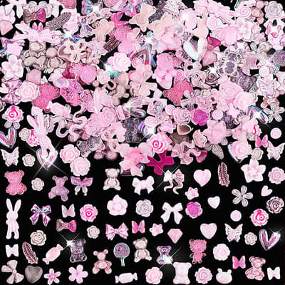 Dailygoods- Nagel Charms 200 Stuks - 3D Multi Vormen - Roze Mix - Vlinder/Boog/Bloem - DIY Nagel Kunst - Hars Materialen - Nageldecoratie