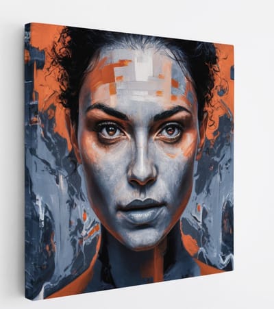 Saammp Canvas Schilderij - oranje - Vrouw - abstract - 20x20 - Foto op canvas - Wanddecoratie - Muurdecoratie Woonkamer - Slaapkamer decoratie - Canvas Print
