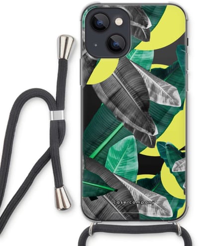 Case Company® - Hoesje met koord geschikt voor iPhone 13 hoesje met Koord - Fantasie jungle - Telefoonhoesje met Zwart Koord - Bescherming aan alle Kanten en Over de Schermrand