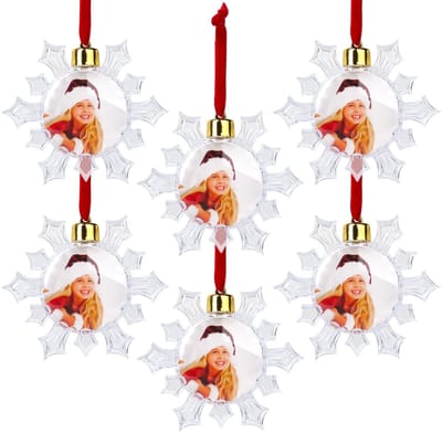 Dailygoods- Kerstballen 6 Stuks - Fotobal/Sneeuwvlok - Transparant - Decoratie - DIY - Hoogwaardig Kunststof - Decoratieballen