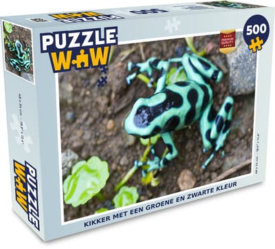 Puzzel Kikker met een groene en zwarte kleur - Legpuzzel - Puzzel 500 stukjes