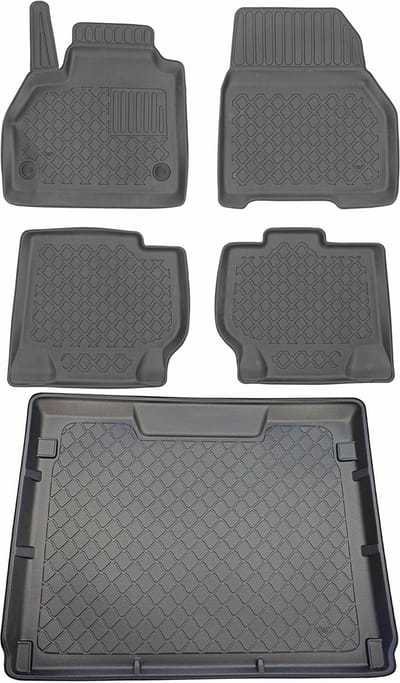 Aristar Set - Kofferbakmat en Dywaniki - Renault Kangoo II Kombivan - Zwart - Met Hoge Randen