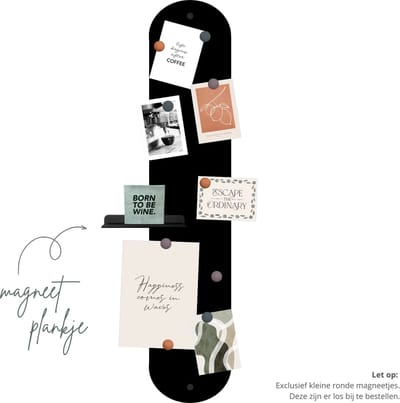 Hoya living - Magneetbord Lani - Zwart + Plankje - 98,5x20cm