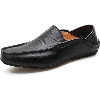 Plus Size Lente en Zomer Nieuwe Heren Ademende Casual Leren Schoenen Instapper Leer Zachte Zool Rijschoenen voor Heren 47 gray