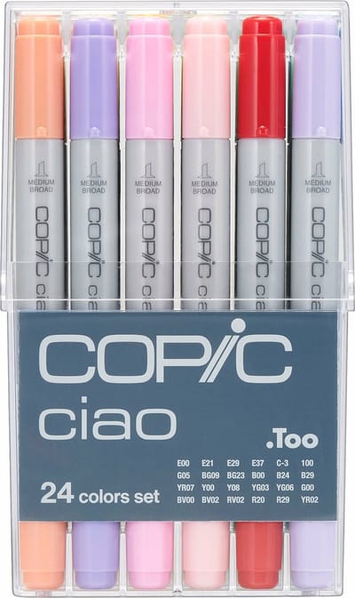 Copic Ciao 24 Set markeerstift 24 stuk(s) Beitel/penseelpunt Meerkleurig