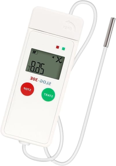 Milieu Data Recorder - Temperatuur Vochtigheid Logger - Omgeving Monitoren - Externe Sonde Inbegrepen - 32 GB Opslag - Wit