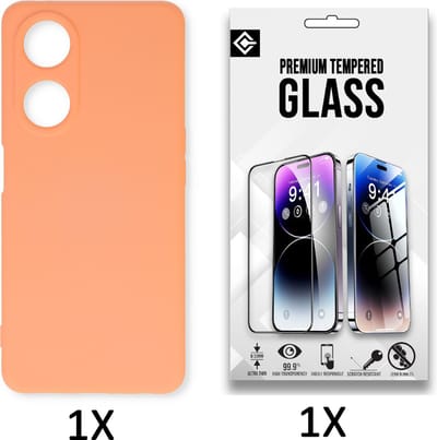 Casemania Hoesje Geschikt voor Oppo A58 4G Zalm Roze & Glazen Screenprotector - Siliconen Back Cover