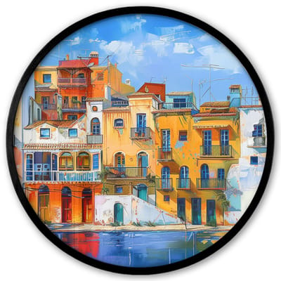 Poster in lijst Rond - Fotolijst 40x40 cm - Posters - Architectuur - Kleurrijk - Kunst - Modern - Ronde posterlijst zwart - Decoratie - Wanddecoratie woonkamer - Muurdecoratie slaapkamer