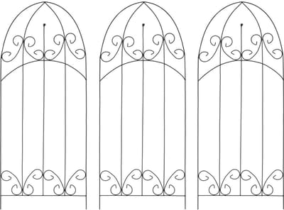 Plantenrek met Boogdak - Set van 3 - 40x100 cm - Zwart - Metalen Klimplantenrek - Weerbestendige Plantensteun voor Tuin & Terras - Decoratieve Klimhulp