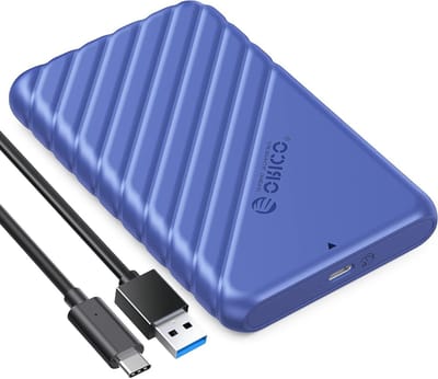 Externe 2.5" USB C Hard Drive Behuizing voor SATA III SSD en HDD, Tool-vrij, UASP, Blauw, 9.5 en 7mm