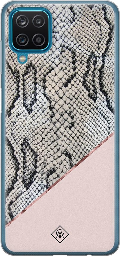 Casimoda® hoesje - Geschikt voor Samsung A12 - Snake Print - Backcover - Siliconen/TPU - Roze