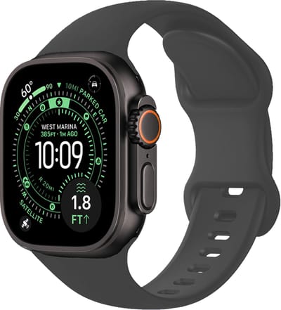 Siliconen Bandje Geschikt voor Apple Watch Ultra 1, 2, 3 (49 mm) Bandje Siliconen - Horloge Band Verstelbaar Polsband - Grijs