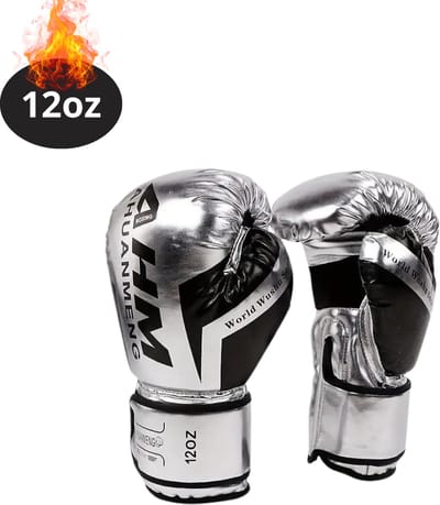 Nivard Bokshandschoenen - Kickboks Handschoenen - Boxing Gloves Set - Vecht Handschoenen - Heren - Dames - Zilver - 12 oz