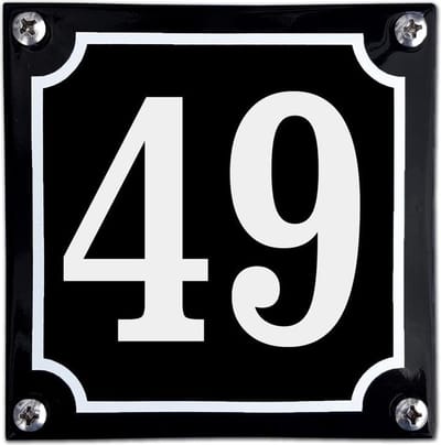 Zwart emaille huisnummer  - 49