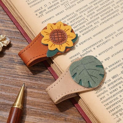 Vintage Magnetische Leren Boekmarker, Handgemaakte Leren Bookmark voor Vrouwen, Perfecte Clip Accessoire voor Boeken en Notities
