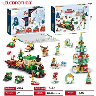 Joyeux Noël Arbre à Jouets Blocs de Construction à Serrage Briques Village de Noël Jouets Décorations Cadeau Figurine pour Cadeau de Noël DIY NO BOX gray