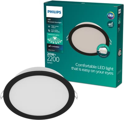 Philips Meson Inbouwspot - Plafondverlichting - Diameter: 190mm - Koelwit licht: 4000K - Zwart
