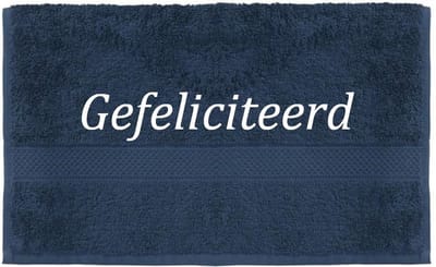 Handdoek - Gefeliciteerd - 100x50cm - Donker blauw