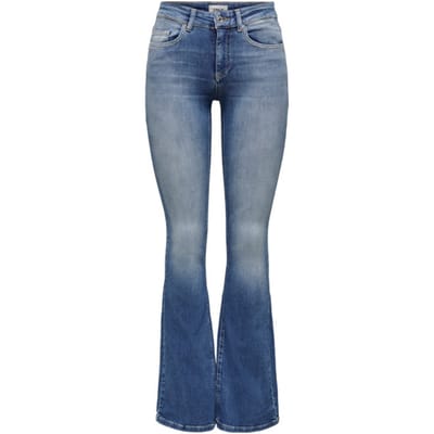 Only blauwe dames jeans   Blush   Regular waist   Stonewash wassing   Flared fit   5-Pocket zakken   Knoop- en ritssluiting   Regular waist Blauw S/34