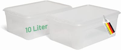 2x Opbergdoos transparant met deksel 10L Nestbare stapelbare kunststof doos met clipsluiting Kunststof doos Transparant BPA-vrij 37x26x14 cm