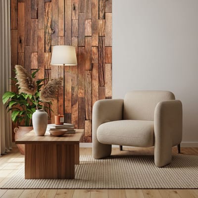 Vinyl zelfklevende wandbekleding op rol per meter - Houten paneel muursticker - Vintage bruin - 60x400cm