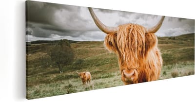 Artaza Canvas Schilderij Hooglander - 60x20 cm - Wanddecoratie Natuur - Muurdecoratie Landschap - Kamer Accessoires