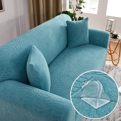 Waterdichte Jacquard Bankhoezen Dikke Elastische Hoek Effen Bankhoes L Vormige Bankhoes Beschermer 1 /2 /3 /4 Zits 3 Seater 185-230cm