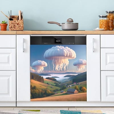 Vaatwasser Covers - Keuken Decor - Keuken Opfrissen - Magnetische Bevestiging - 53 x 66 Inch - Fantasie Wolk