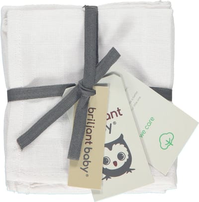Briljant Baby Monddoekje Hydrofiel 30 x 30 - Organic - Wit - 4 Stuks