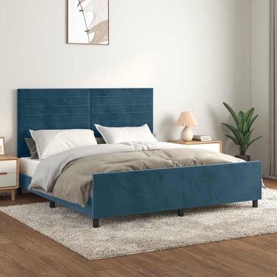 vidaXL - Bedframe - zonder - matras - 160x200 - cm - fluweel - donkerblauw
