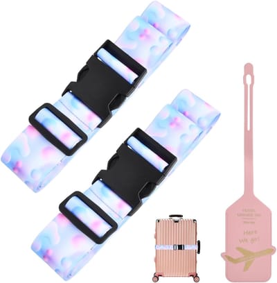 Verstelbare Kofferbanden, 2 Stuks Luggage Straps met Gesp, Reisaccessoires voor Veilig en Gemakkelijk Vervoer (Multikleur)