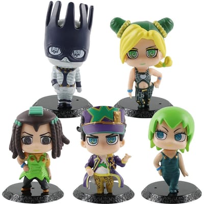 5 Pièces Anime JoJo's Bizarre Adventure Figurine Kujo Jotaro Star Platinum Figurine d'Action en PVC Boîtée Modèle Collectionnable pour Enfants Poupée Cadeau No box black
