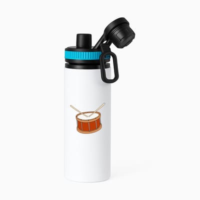 Hacebo® - trommel waterfles met draaidop blauw - Drum - Drummers - muziek - muzikant - slaginstrument - water fles - 850ML